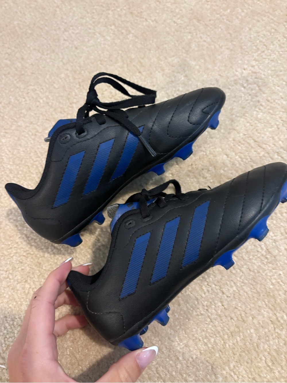 adidas Kids Black and Blue Soccer Cleats